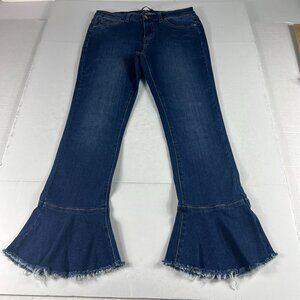 Judy Blue Jean Women 28x25* Crop Flare Skinny Mid Rise Blue Stretch Denim Tag 28